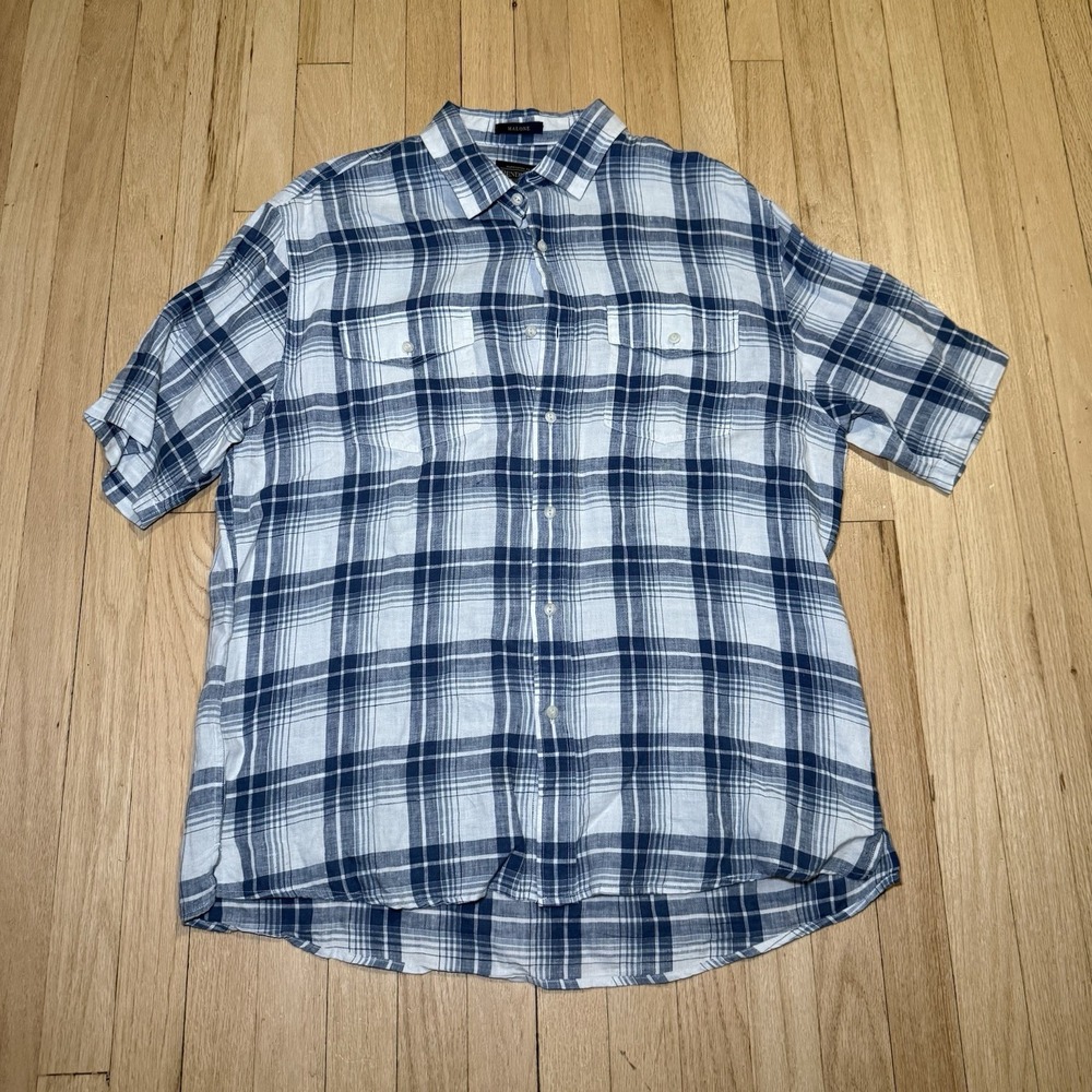 Pendleton Malone Linen Shirt Mens Large Plaid Casual‎ Button Up Preppy Pocket